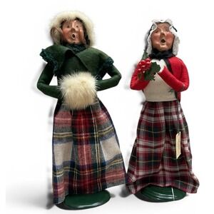 Carolers Byers Choice 1991 Traditional Women Plaid Dresses Red Green READ